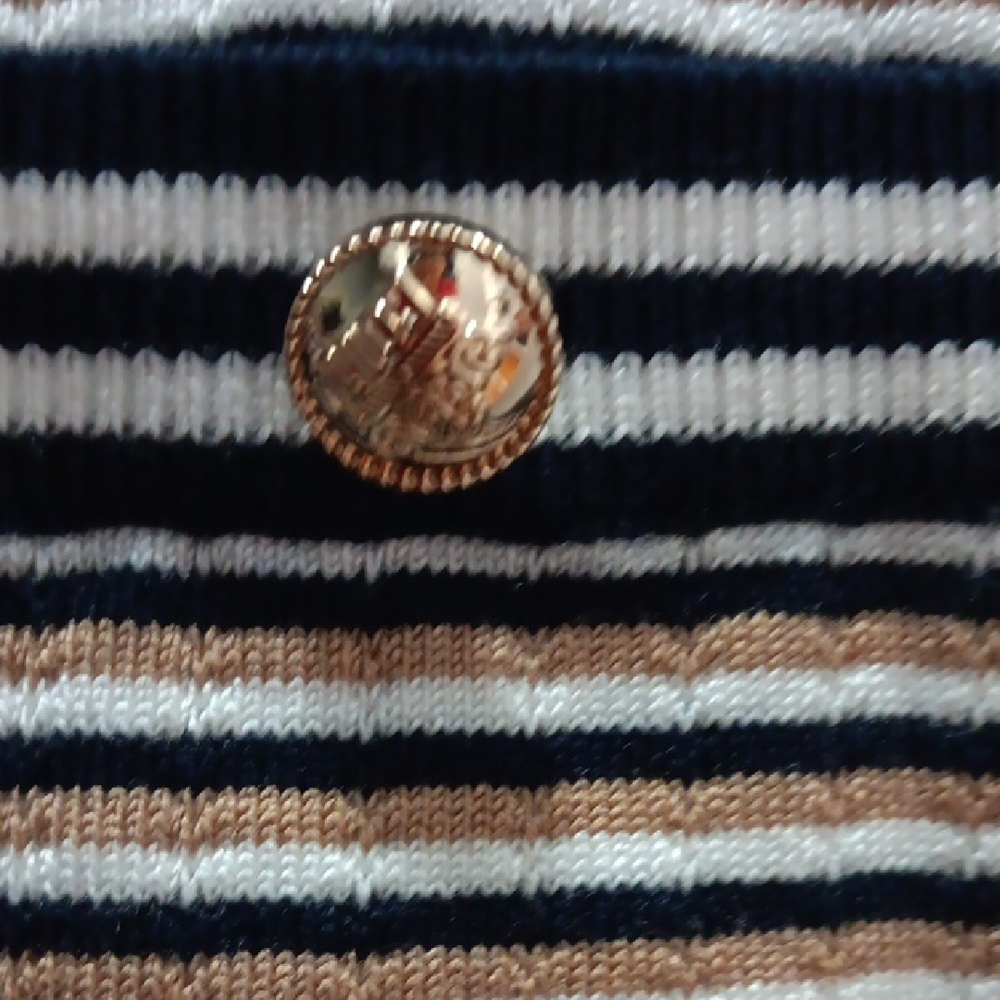 Adrianna Papell Navy and Cream Striped Pencil Skirt - Picture 3 of 5